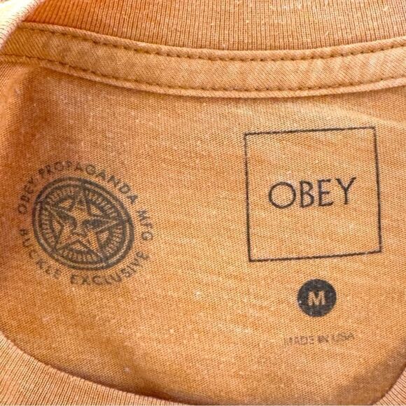 Obey Men’s Orange Short Sleeve Graphic Tee Sz M - Picture 6 of 8